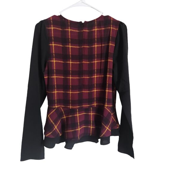 Romeo and Juliet Couture Plaid Peblum Blouse Women's Size‎ Medium - Picture 1 of 4